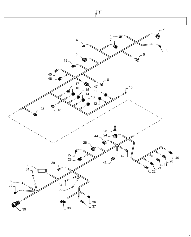 Схема запчастей Case IH 3555 - (55.516.AT[06]) - 555, 580 BUSHEL TOW BETWEEN HARNESS (55) - ELECTRICAL SYSTEMS
