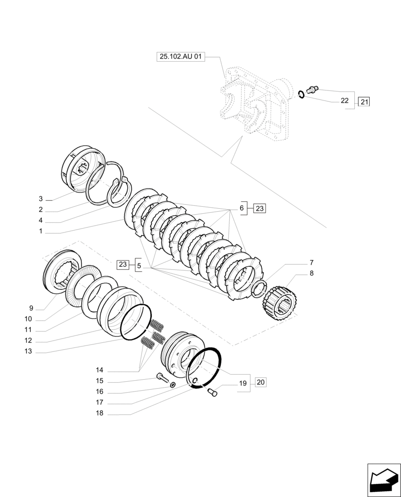 Схема запчастей Case IH PUMA 230 - (25.102.AE[01]) - FRONT AXLE - HYDRAULIC DIFFERENTIAL LOCK (25) - FRONT AXLE SYSTEM