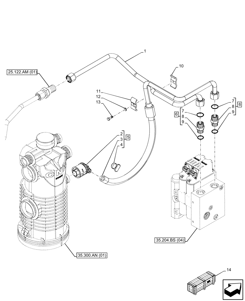 Схема запчастей Case IH MAXXUM 135 - (35.204.BX[03]) - VAR - 743689, 758352, 758353 - 2 MID-MOUNT CONTROL VALVES, ELECTRICAL, LINE (35) - HYDRAULIC SYSTEMS