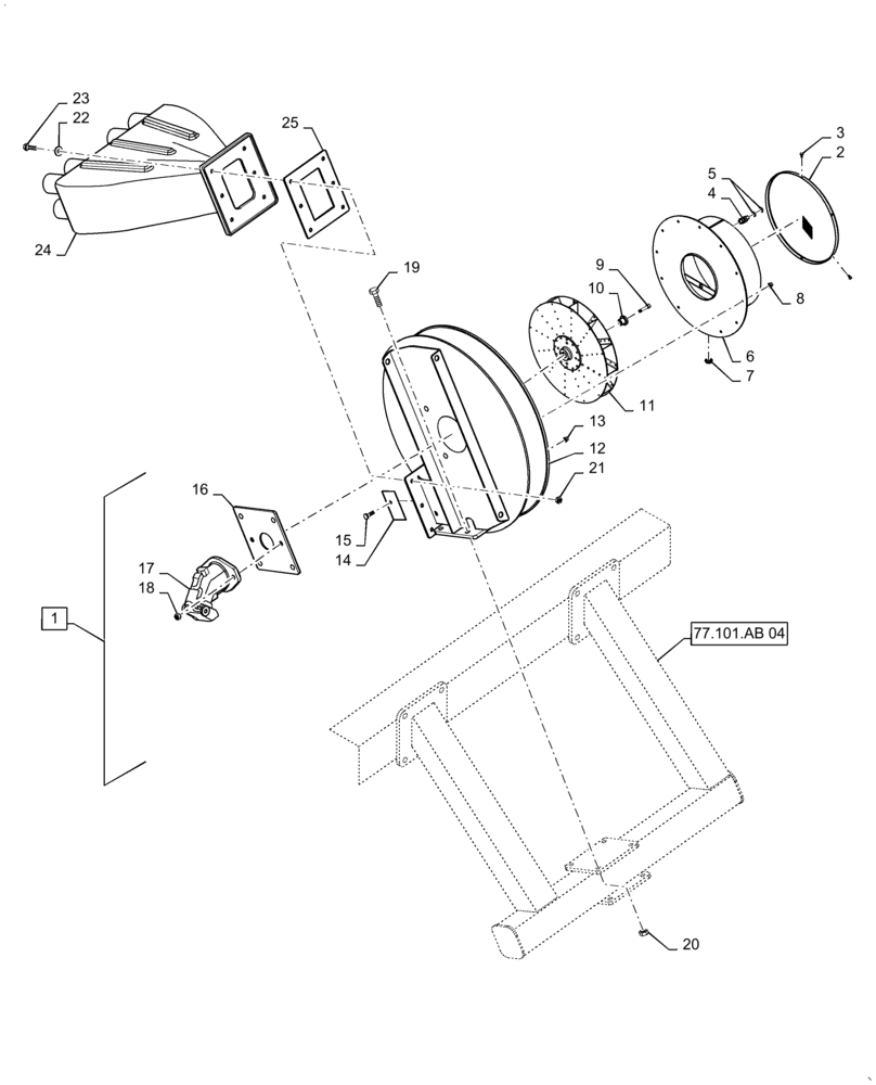 Схема запчастей Case IH 2355 - (77.101.AB[05]) - TOP FAN, 8 RUN DOUBLE SHOOT (77) - SEEDING/PLANTING