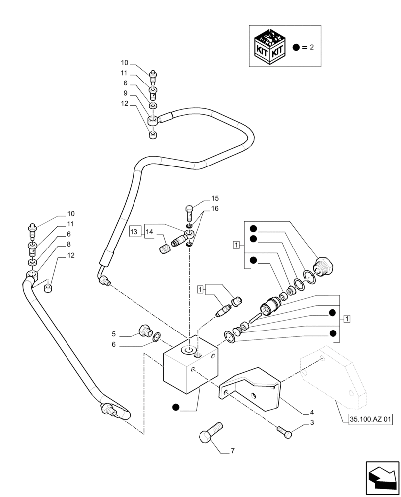 Схема запчастей Case IH PUMA 215 - (33.202.AP[03]) - BRAKE LOGIC VALVE AND PIPES - CANE VERSION (33) - BRAKES & CONTROLS