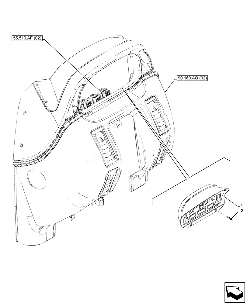 Схема запчастей Case IH MAXXUM 135 - (55.408.CA[03]) - VAR - 390761 - INSTRUMENT CLUSTER, BASIC (55) - ELECTRICAL SYSTEMS