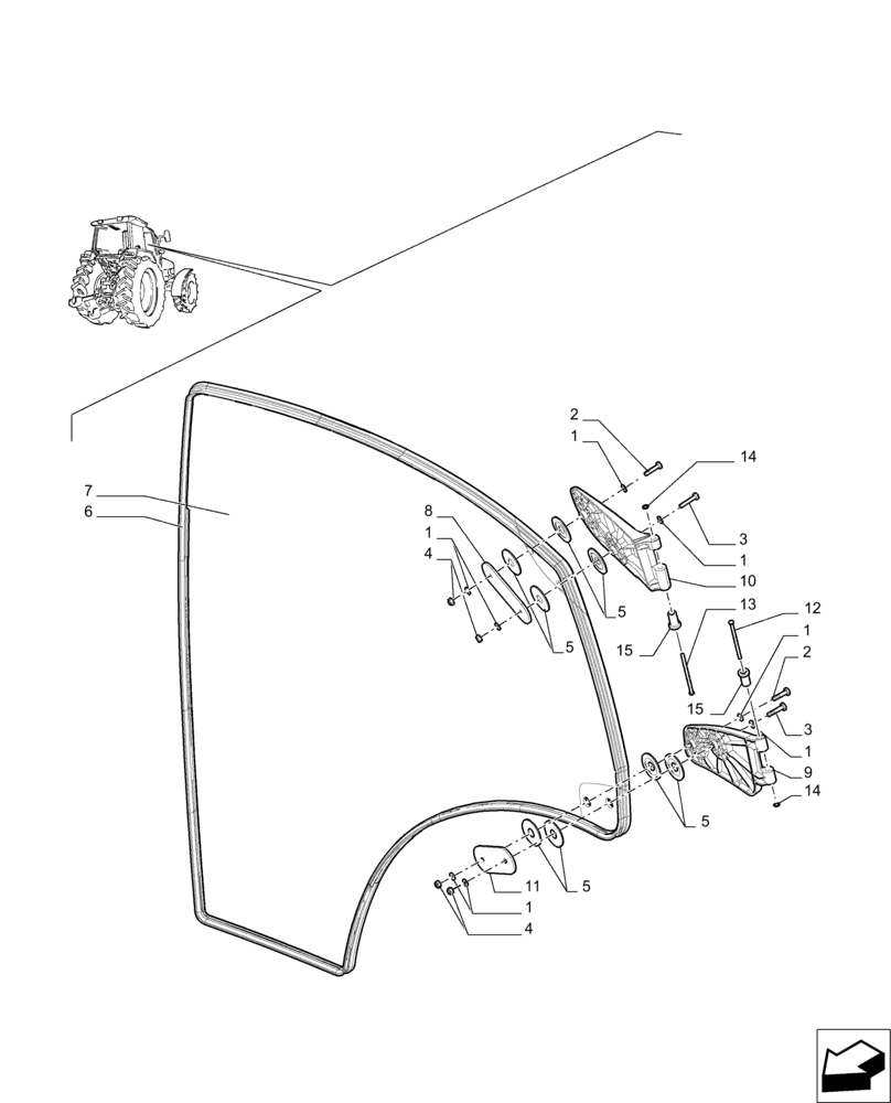 Схема запчастей Case IH PUMA 215 - (90.154.AA[01]) - DOOR RH (90) - PLATFORM, CAB, BODYWORK AND DECALS