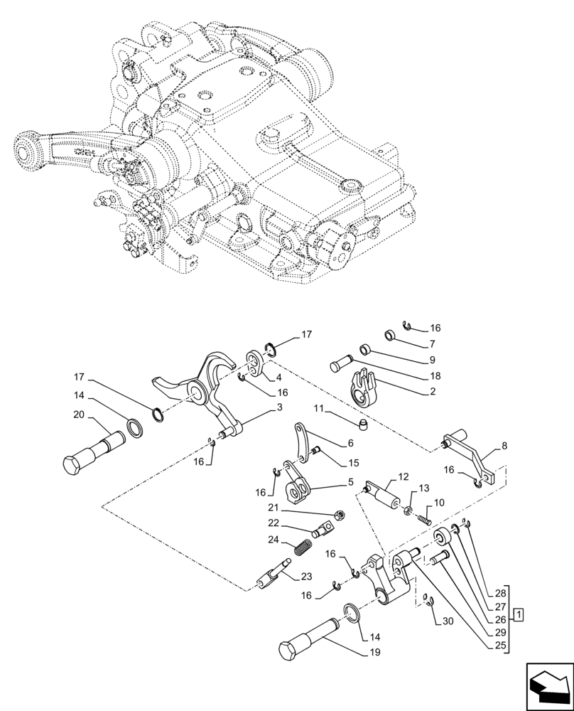 Схема запчастей Case IH FARMALL 110C - (37.110.AM[05]) - VAR - 390831 - REAR, HYDRAULIC LIFT, HOUSING, LEVER, TIE-ROD (37) - HITCHES, DRAWBARS & IMPLEMENT COUPLINGS