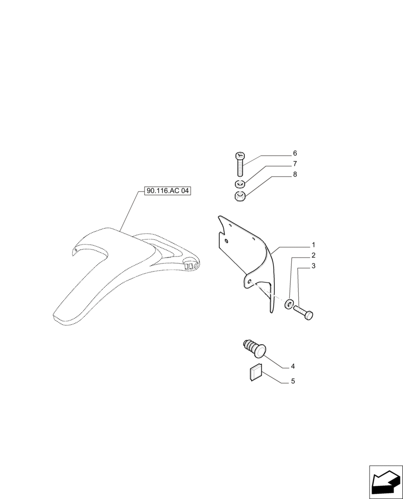 Схема запчастей Case IH PUMA 230 - (90.116.AC[05]) - REAR FENDERS (90) - PLATFORM, CAB, BODYWORK AND DECALS
