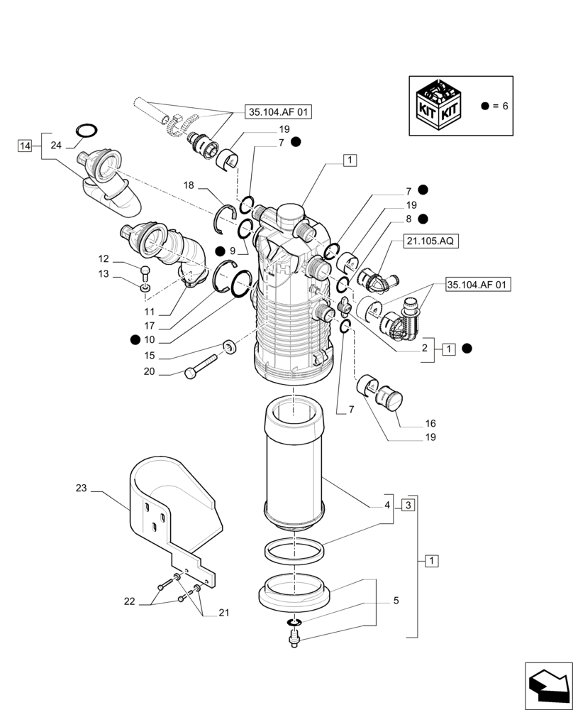 Схема запчастей Case IH PUMA 215 - (35.100.AL[01]) - HYDRAULIC PUMP - OIL FILTER (35) - HYDRAULIC SYSTEMS