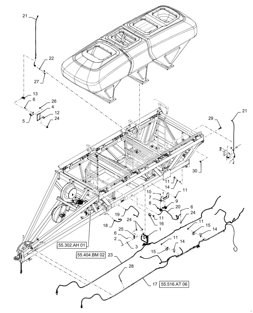 Схема запчастей Case IH 3555 - (55.516.AA[06]) - 555, 580 BUSHEL TOW BETWEEN ELECTRICAL (55) - ELECTRICAL SYSTEMS