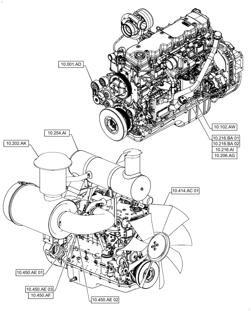 Схема запчастей Case IH AF4088 - (00.000.10[01]) - PICTORIAL INDEX - ENGINE (00) - GENERAL & PICTORIAL INDEX