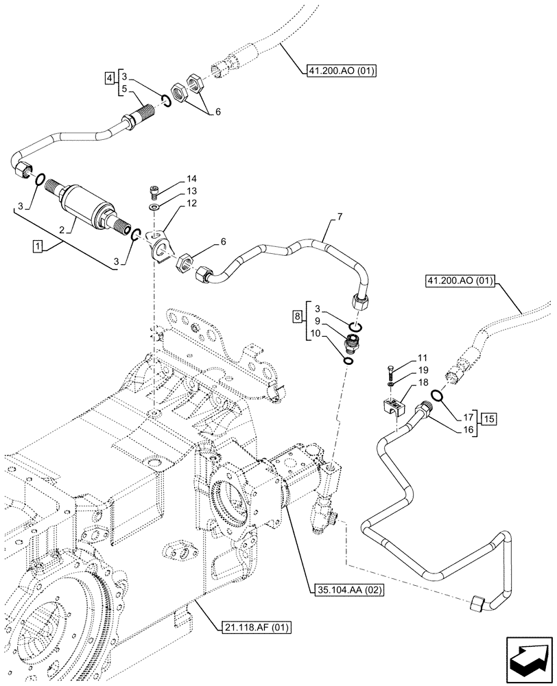 Схема запчастей Case IH MAXXUM 150 - (41.200.AL[01]) - VAR - 394835, 758441 - HYDRAULIC STEERING, OIL FILTER (41) - STEERING