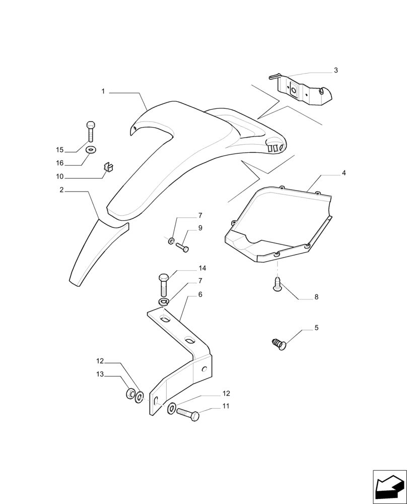 Схема запчастей Case IH PUMA 230 - (90.116.AC[04]) - REAR FENDERS (90) - PLATFORM, CAB, BODYWORK AND DECALS