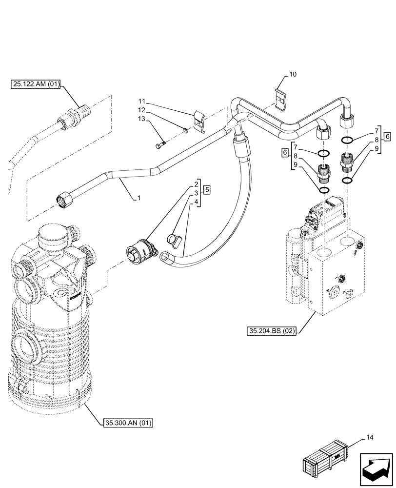 Схема запчастей Case IH MAXXUM 115 - (35.204.BX[01]) - VAR - 758445 - 1 MID-MOUNT CONTROL VALVE, ELECTRICAL, LINE (35) - HYDRAULIC SYSTEMS