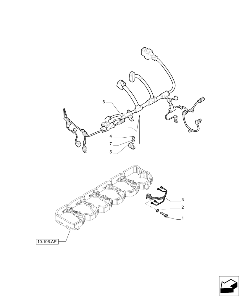 Схема запчастей Case IH PUMA 200 - (55.010.AA) - CONNECTIONS CABLE FOR ENGINE INJECTION (55) - ELECTRICAL SYSTEMS
