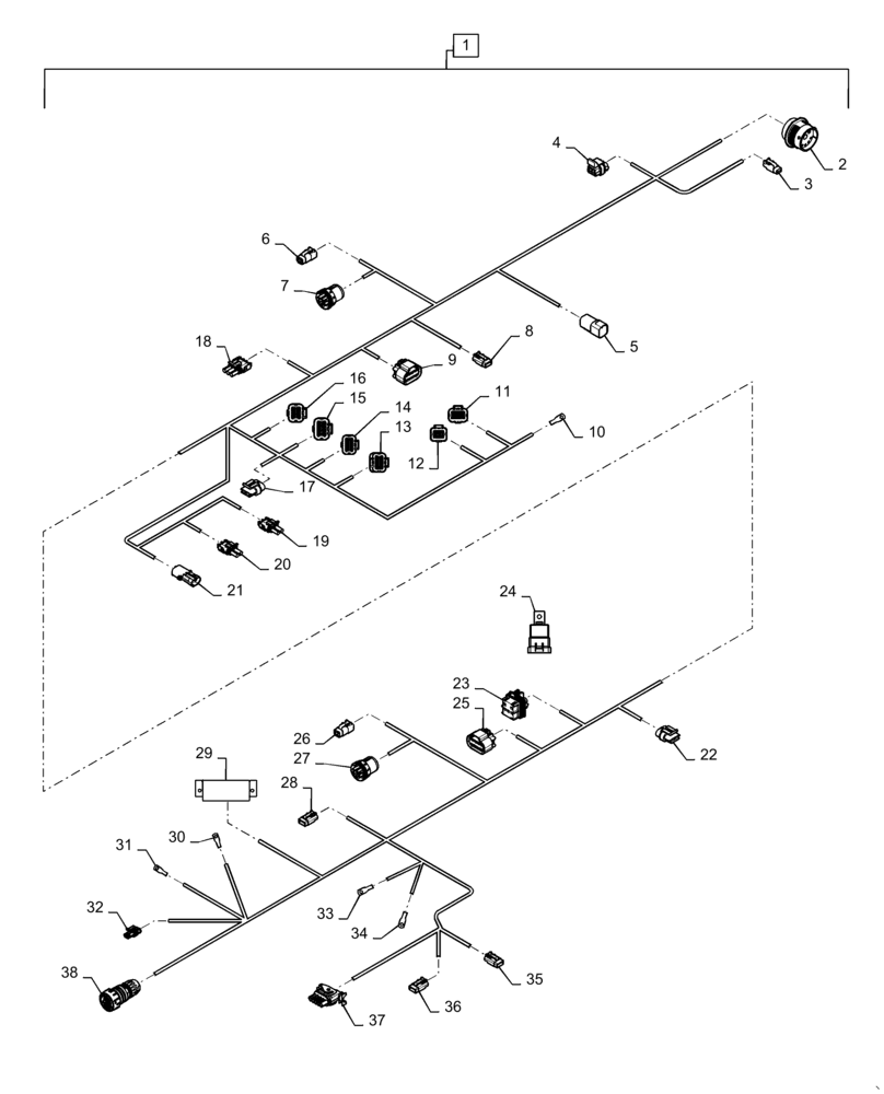 Схема запчастей Case IH 4765 - (55.516.AT[02]) - 350 BUSHEL TOW BETWEEN HARNESS (55) - ELECTRICAL SYSTEMS
