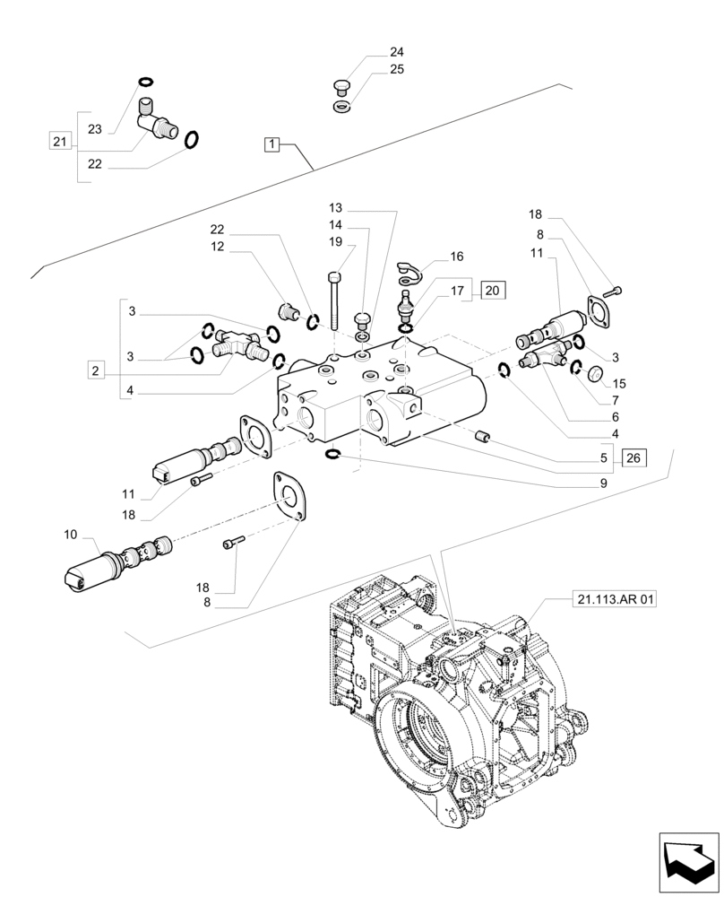 Схема запчастей Case IH PUMA 215 - (31.114.AI[02]) - PTO, CLUTCH - VALVE (31) - IMPLEMENT POWER TAKE OFF