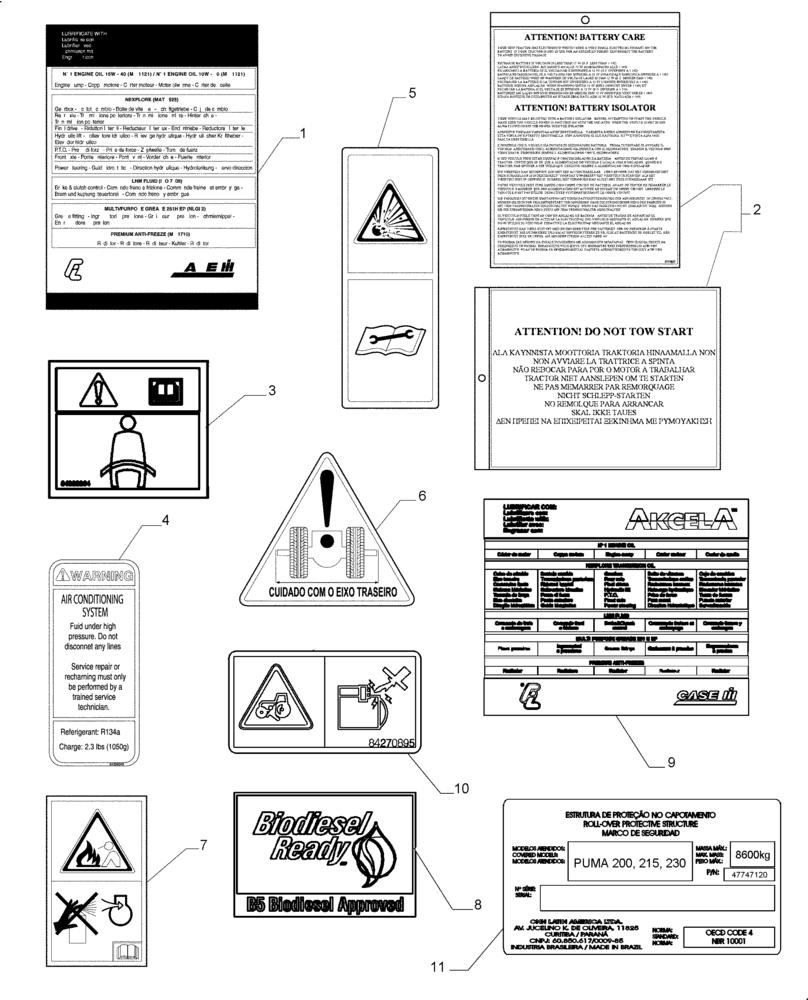 Схема запчастей Case IH PUMA 230 - (90.108.AC[02]) - DECALS (90) - PLATFORM, CAB, BODYWORK AND DECALS