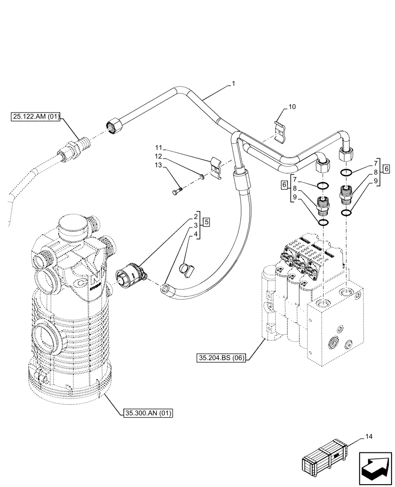 Схема запчастей Case IH MAXXUM 135 - (35.204.BX[05]) - VAR - 743690, 758354 - 3 MID-MOUNT CONTROL VALVES, ELECTRICAL, LINE (35) - HYDRAULIC SYSTEMS