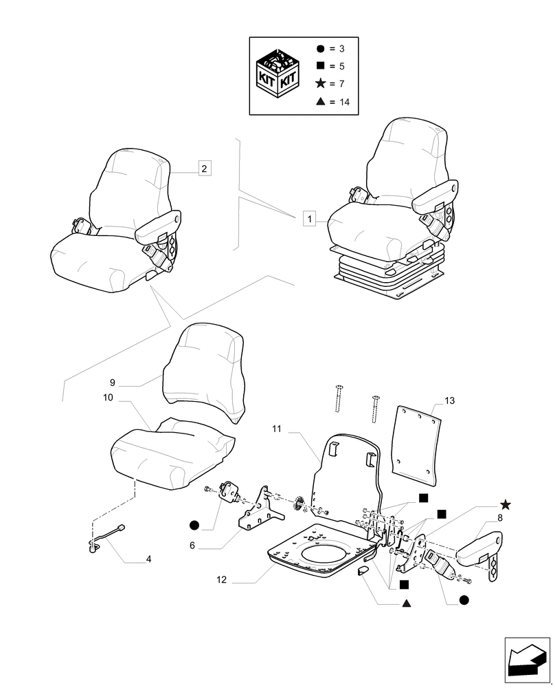 Схема запчастей Case IH PUMA 215 - (90.120.AE) - SEAT - BREAKDOWN (90) - PLATFORM, CAB, BODYWORK AND DECALS
