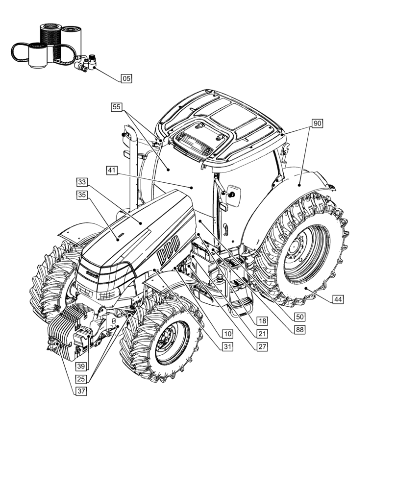 Схема запчастей Case IH PUMA 165 - (00.000.00) - PICTORIAL INDEX - MAIN SECTIONS (00) - GENERAL & PICTORIAL INDEX