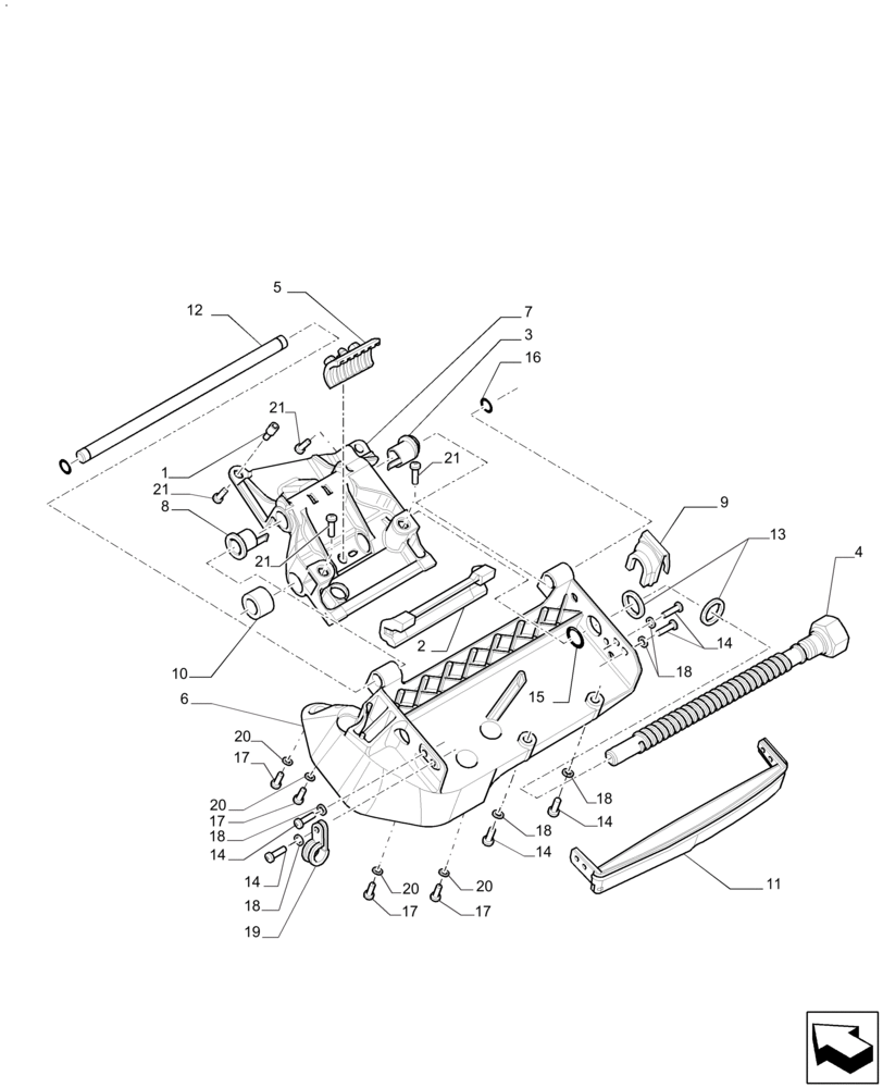 Схема запчастей Case IH PUMA 230 - (90.151.AP) - ARMREST CONTROL UNIT - SLIDE MECHANISM (90) - PLATFORM, CAB, BODYWORK AND DECALS