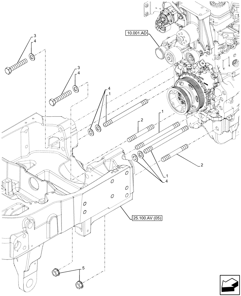 Схема запчастей Case IH MAXXUM 115 - (25.100.AV[07]) - VAR - 743699, 743700 - 4WD FRONT AXLE, INTEGRATED HYDRAULIC LIFT, SUPPORT, ATTACHMENT (25) - FRONT AXLE SYSTEM