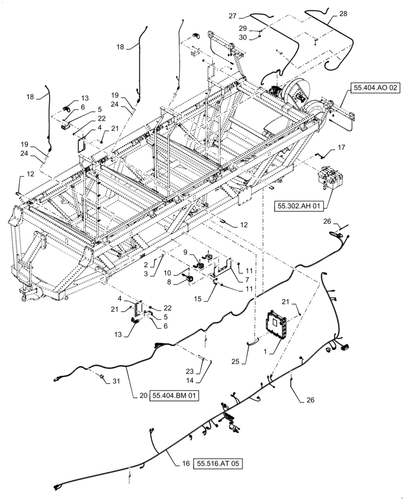 Схема запчастей Case IH 4765 - (55.516.AA[05]) - 555, 580, 950 BUSHEL TOW BEHIND ELECTRICAL (55) - ELECTRICAL SYSTEMS