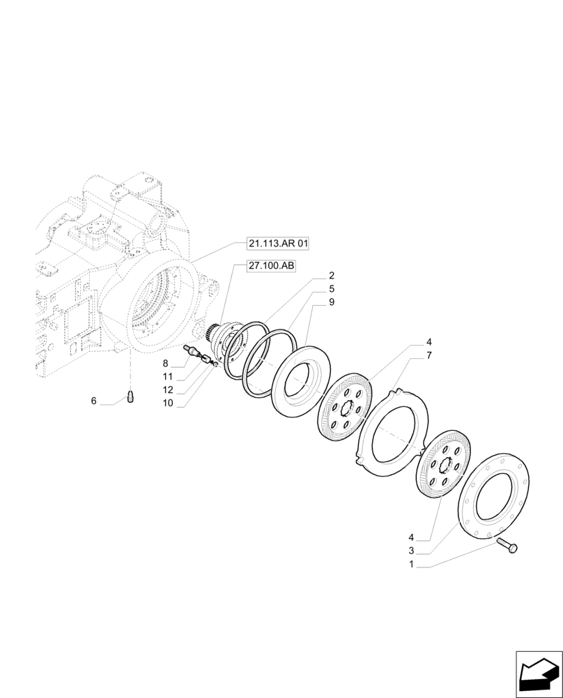 Схема запчастей Case IH PUMA 215 - (33.202.AK) - TRANSMISSION BRAKES (33) - BRAKES & CONTROLS