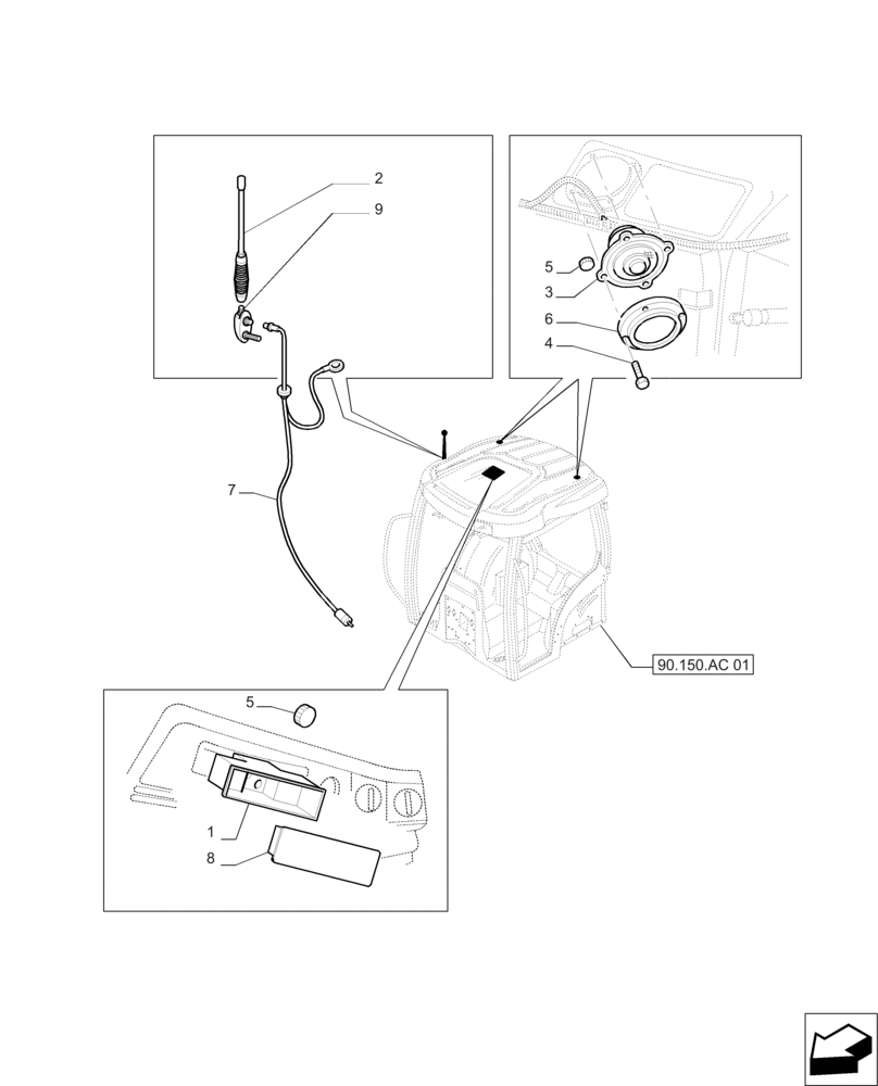 Схема запчастей Case IH PUMA 200 - (55.512.AA) - INTENDED FOR RADIO INSTALLATION (55) - ELECTRICAL SYSTEMS