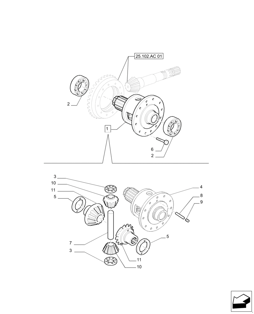 Схема запчастей Case IH PUMA 230 - (25.102.AD[01]) - FRONT AXLE - DIFFERENTIAL LOCKING (25) - FRONT AXLE SYSTEM