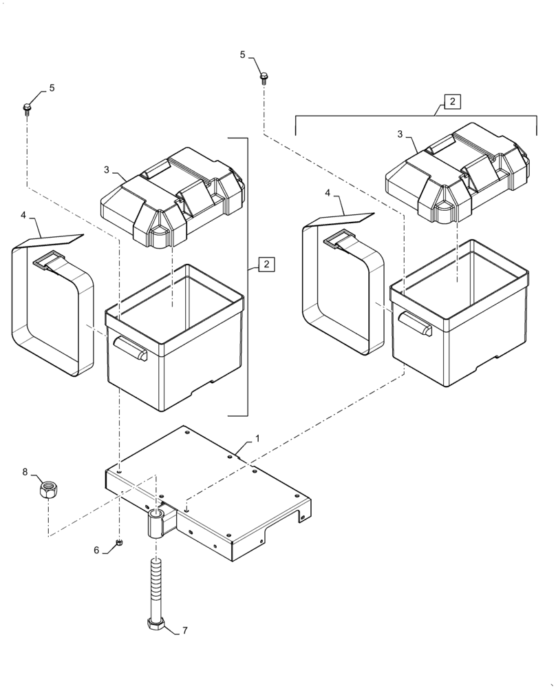 Схема запчастей Case IH 4765 - (55.302.AH[01]) - BATTERY MOUNTING (55) - ELECTRICAL SYSTEMS