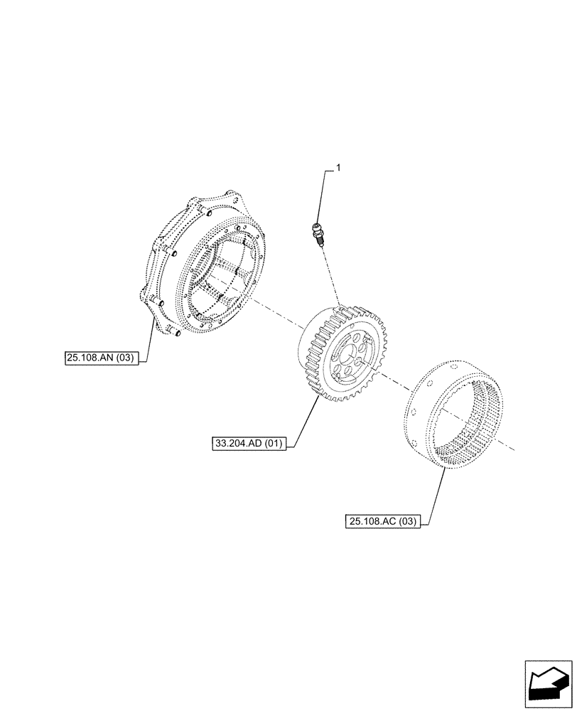 Схема запчастей Case IH PUMA 185 CVT - (33.204.AB[01]) - VAR - 337416, 758049 - FRONT AXLE, SUSPENDED, BLEED SCREW (33) - BRAKES & CONTROLS