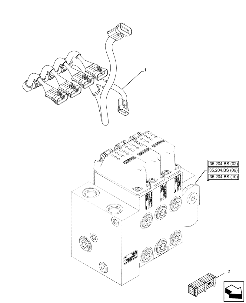 Схема запчастей Case IH MAXXUM 135 - (55.035.AF) - VAR - 743689, 743690, 758352, 758353, 758354, 758445 - MID-MOUNT CONTROL VALVE, HARNESS (55) - ELECTRICAL SYSTEMS