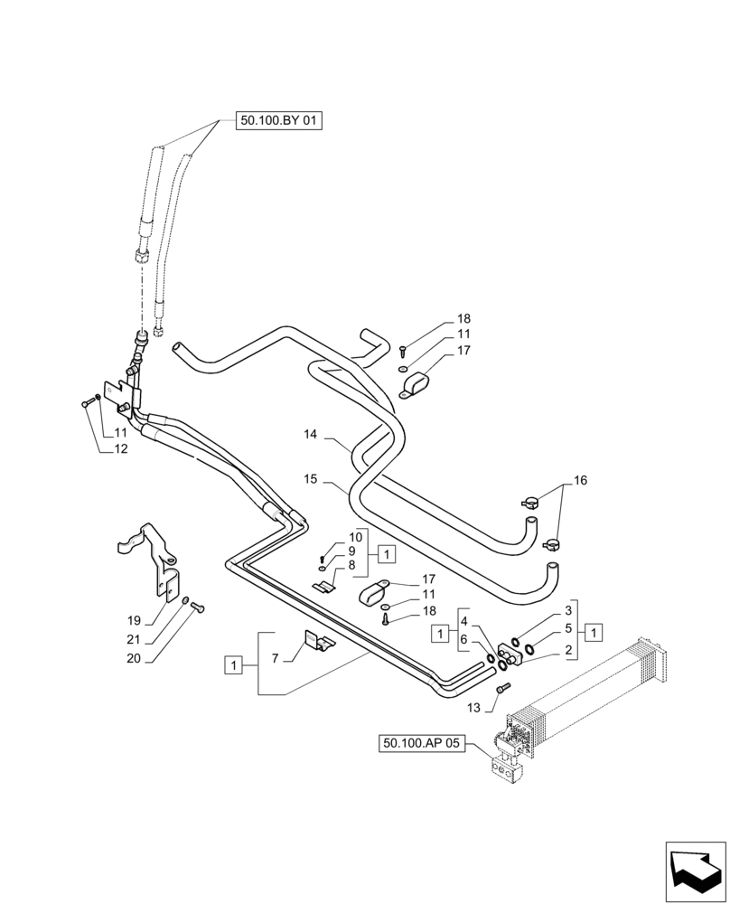 Схема запчастей Case IH PUMA 215 - (50.100.BY[02]) - AIR CONDITIONING SYSTEM PIPES (50) - CAB CLIMATE CONTROL