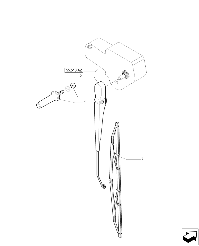 Схема запчастей Case IH PUMA 230 - (55.518.AH) - REAR WINDSHIELD WIPER (55) - ELECTRICAL SYSTEMS