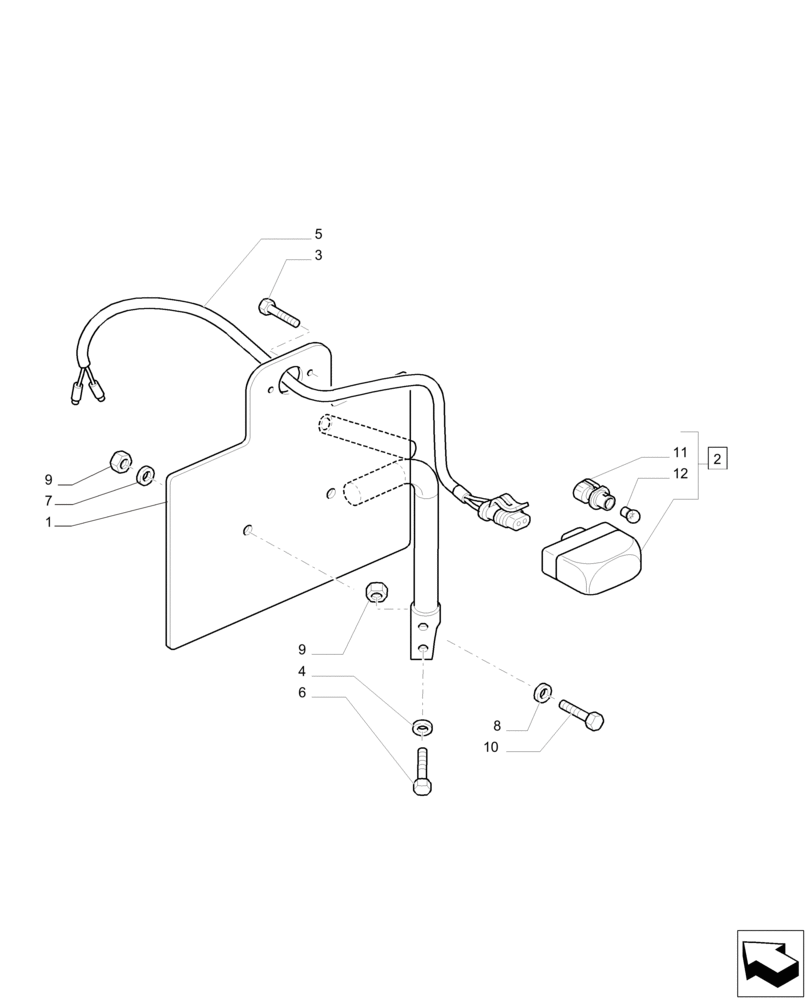 Схема запчастей Case IH PUMA 215 - (55.404.BA) - LICENSE PLATE LAMP & SUPPORT, MOUNTING ON FENDER (55) - ELECTRICAL SYSTEMS