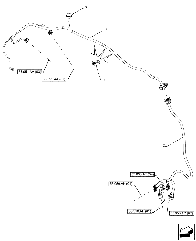 Схема запчастей Case IH MAXXUM 135 - (55.050.AL[02]) - VAR - 758482 - AIR CONDITIONING WITH ATC, HARNESS (55) - ELECTRICAL SYSTEMS