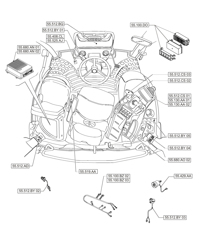 Схема запчастей Case IH PUMA 215 - (00.000.55[02]) - PICTORIAL INDEX - ELECTRICAL SYSTEMS (00) - GENERAL & PICTORIAL INDEX
