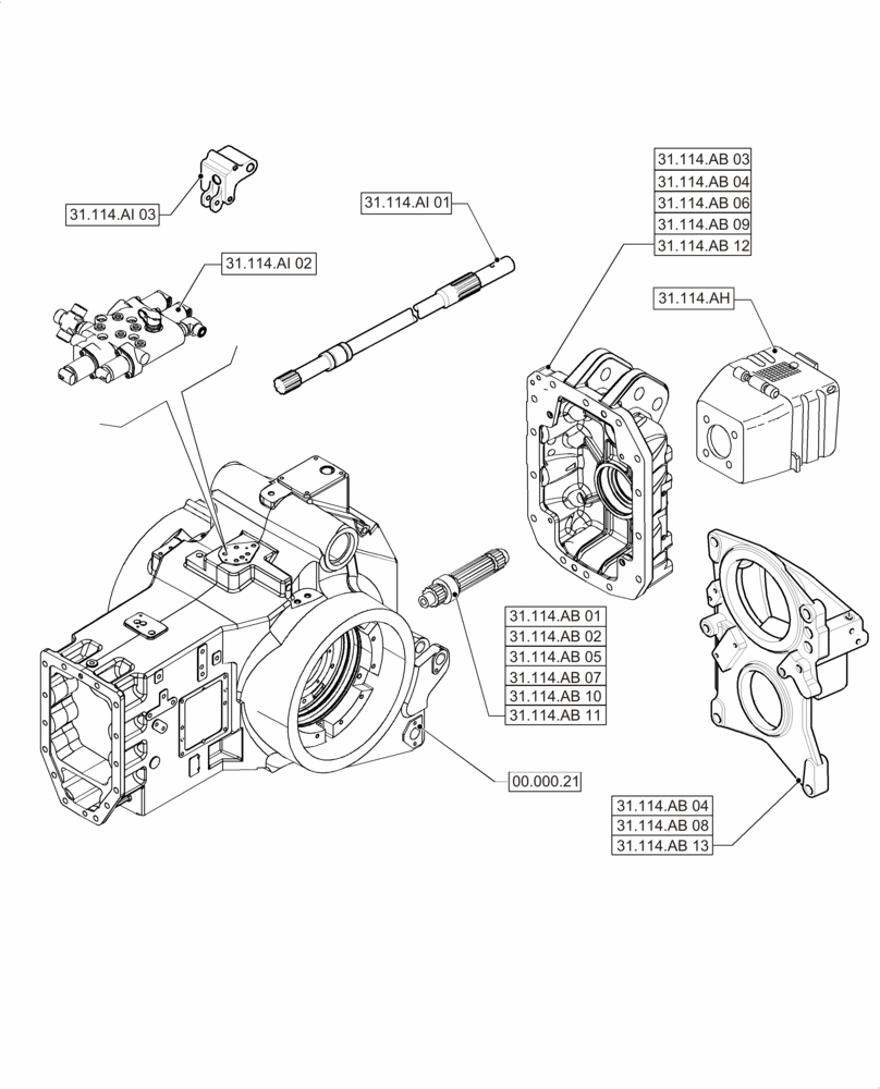 Схема запчастей Case IH PUMA 215 - (00.000.31) - PICTORIAL INDEX - IMPLEMENT POWER TAKE-OFF (00) - GENERAL & PICTORIAL INDEX