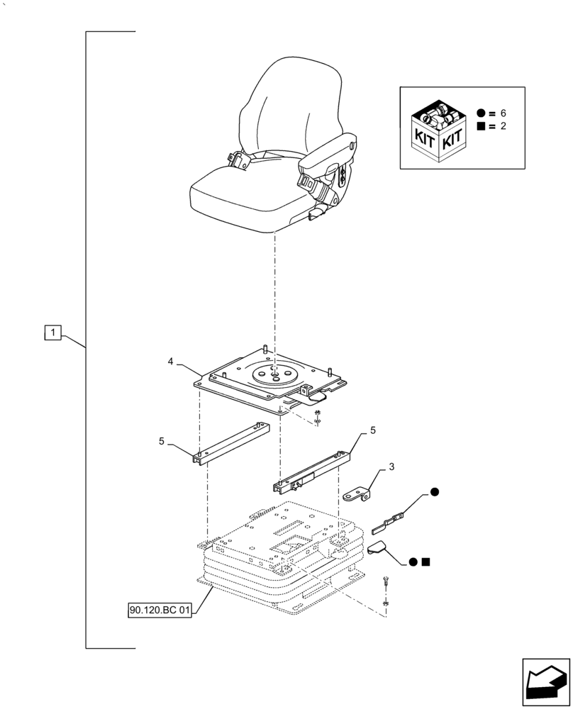 Схема запчастей Case IH PUMA1854 - (90.120.AD[02]) - SEAT BELT AND SWITCH - BREAKDOWN (90) - PLATFORM, CAB, BODYWORK AND DECALS