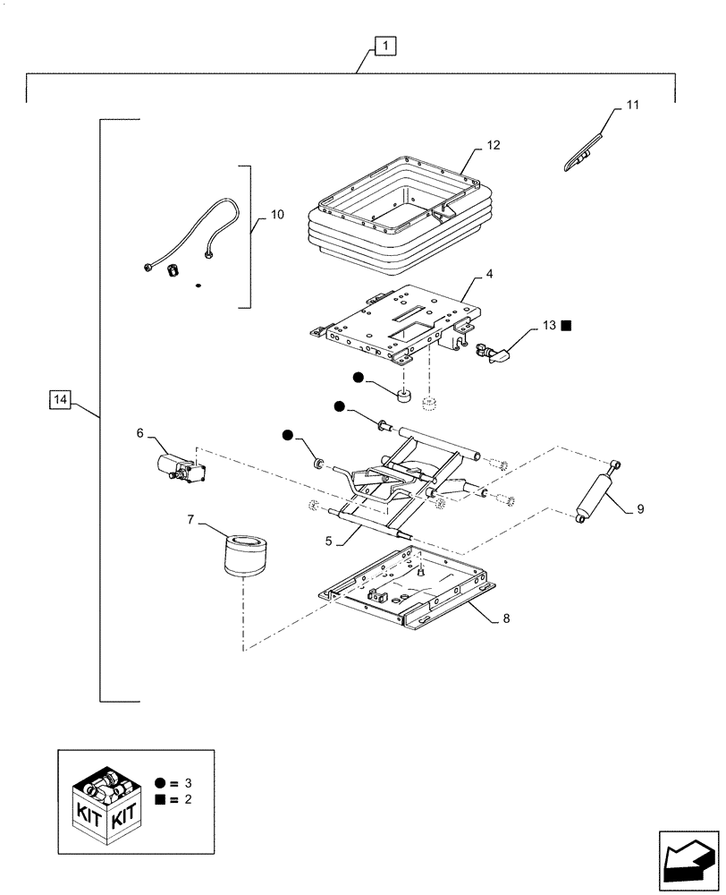 Схема запчастей Case IH PUMA 2304 - (90.120.AD[03]) - SEAT AIR BELT SWITCH - BREAKDOWN (90) - PLATFORM, CAB, BODYWORK AND DECALS