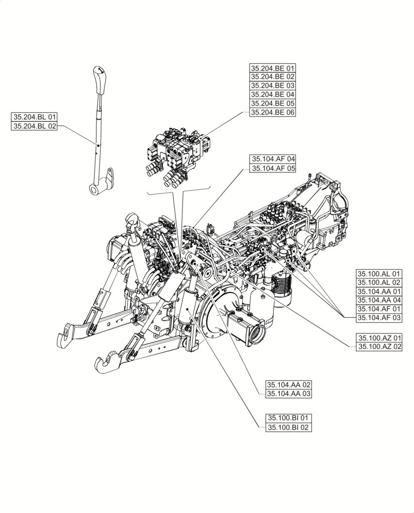 Схема запчастей Case IH PUMA 215 - (00.000.35) - PICTORIAL INDEX - HYDRAULIC SYSTEMS (00) - GENERAL & PICTORIAL INDEX