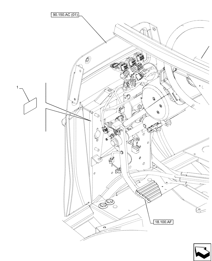 Схема запчастей Case IH MAXXUM 135 - (90.108.AE[09]) - VAR - 396247, 758442, 758549 - CLUTCH, PEDAL, DECAL (90) - PLATFORM, CAB, BODYWORK AND DECALS