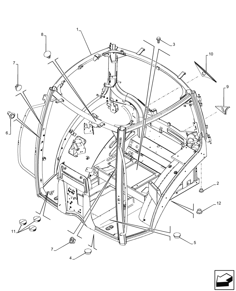 Схема запчастей Case IH MAXXUM 145 - (90.150.AC[01]) - VAR - 391610 - CAB FRAME, MTA (90) - PLATFORM, CAB, BODYWORK AND DECALS