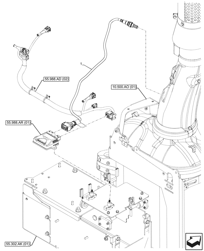 Схема запчастей Case IH MAXXUM 135 - (55.988.AR[02]) - VAR - 396247, 758442, 758549 - NH3 SENSOR (55) - ELECTRICAL SYSTEMS