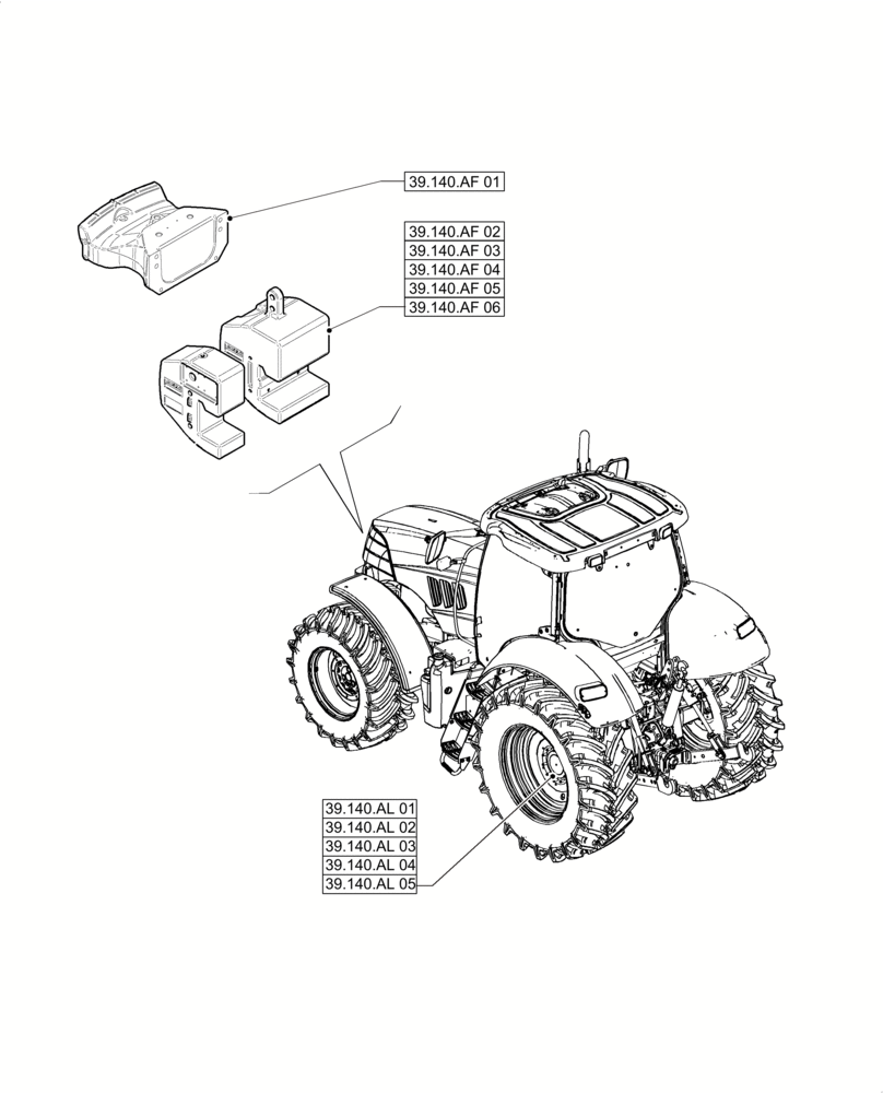 Схема запчастей Case IH PUMA 215 - (00.000.39) - PICTORIAL INDEX - FRAMES AND BALLASTING (00) - GENERAL & PICTORIAL INDEX