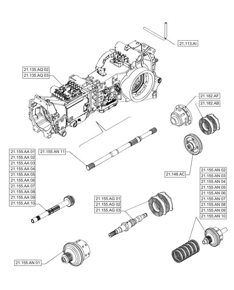Схема запчастей Case IH PUMA 200 - (21.000.00[02]) - PICTORIAL INDEX - TRANSMISSION (21) - TRANSMISSION