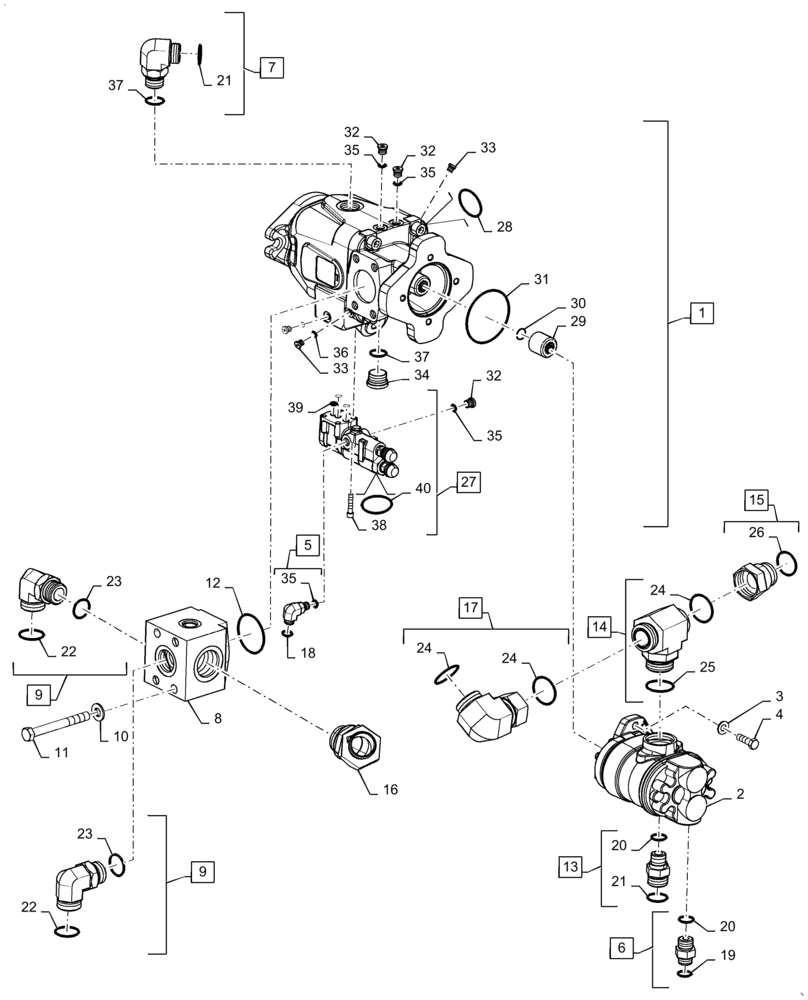 Схема запчастей Case IH 7140 - (35.106.AD) - TANDEM GEAR PUMP (35) - HYDRAULIC SYSTEMS