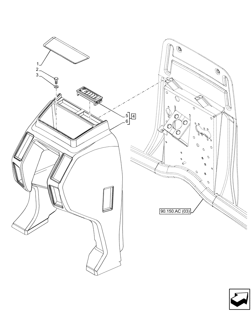 Схема запчастей Case IH MAXXUM 115 - (90.160.AO[01]) - VAR - 392204, 743764, 743766, 758414, 758416, 758581 - INSTRUMENT CLUSTER, FRONT, CONSOLE (90) - PLATFORM, CAB, BODYWORK AND DECALS