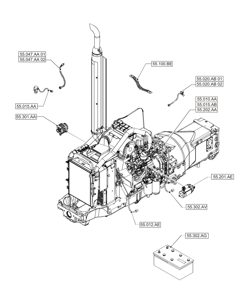 Схема запчастей Case IH PUMA 200 - (00.000.55[03]) - PICTORIAL INDEX - ELECTRICAL SYSTEMS (00) - GENERAL & PICTORIAL INDEX