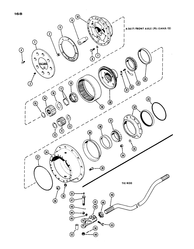 Схема запчастей Case IH 1200 - (168) - A56171 FRONT AXLE PLANETARY, 19.03 RATIO WITH CONSTANT VELOCITY JOINT (06) - POWER TRAIN