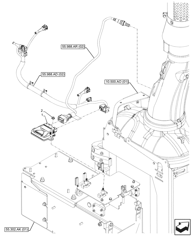 Схема запчастей Case IH MAXXUM 135 - (55.988.AR[01]) - VAR - 396247, 758442, 758549 - NH3 SENSOR, ELECTRONIC CONTROL UNIT (55) - ELECTRICAL SYSTEMS